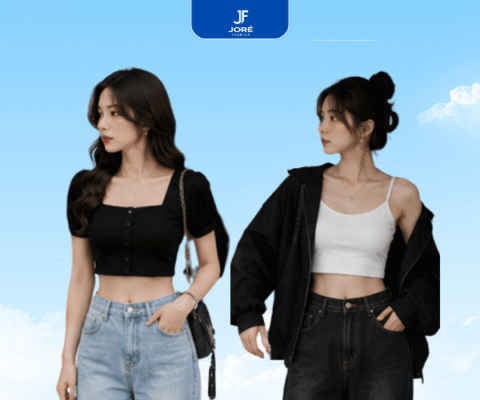 Áo croptop nữ phối với các mẫu quần