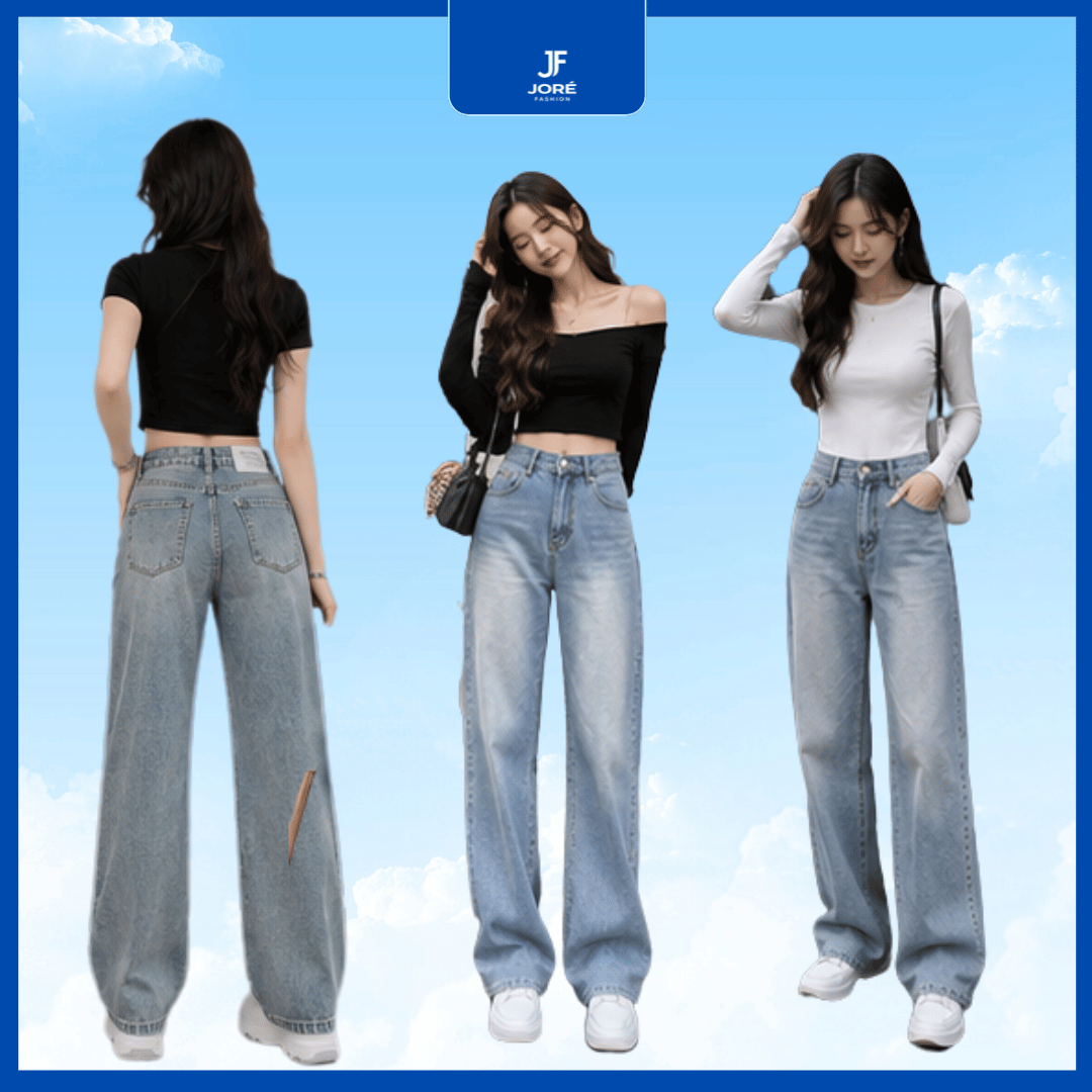Quần Jean Nữ Ống Suông Cạp Cao - Ảnh 5