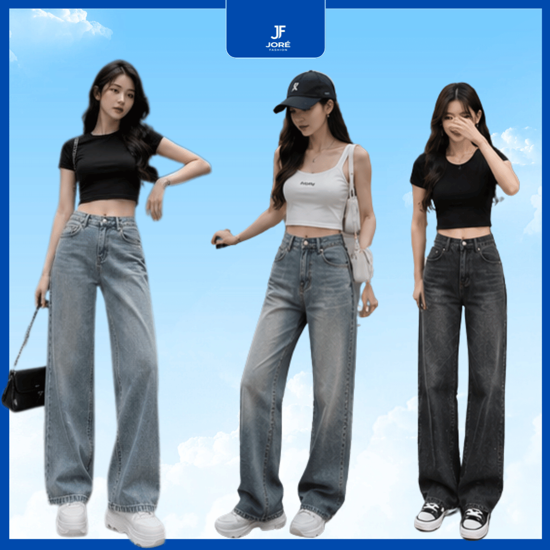 Quần Jean Nữ Ống Suông Cạp Cao - Ảnh 4